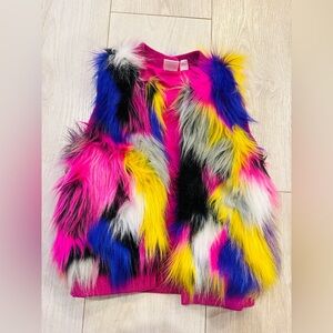Deux par Deux Colorful Faux Fur Vest